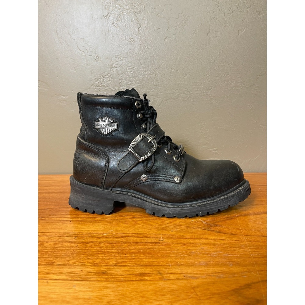 Harley Davidson Faded Glory Motorcycle Boots Womens 10 Wide Black Leather Biker